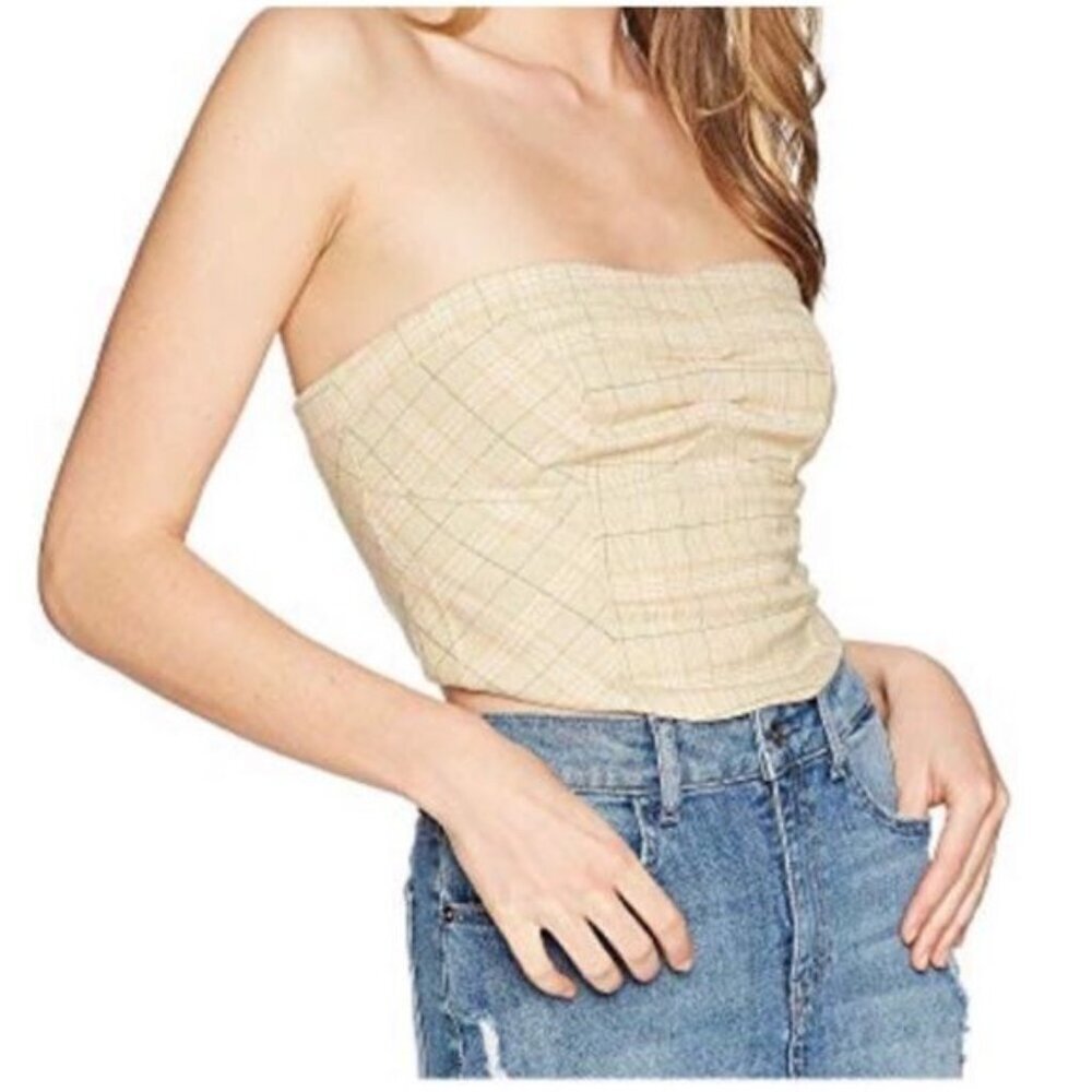 Free People Out West Plaid Strapless Corset Top - Picture 2 of 7